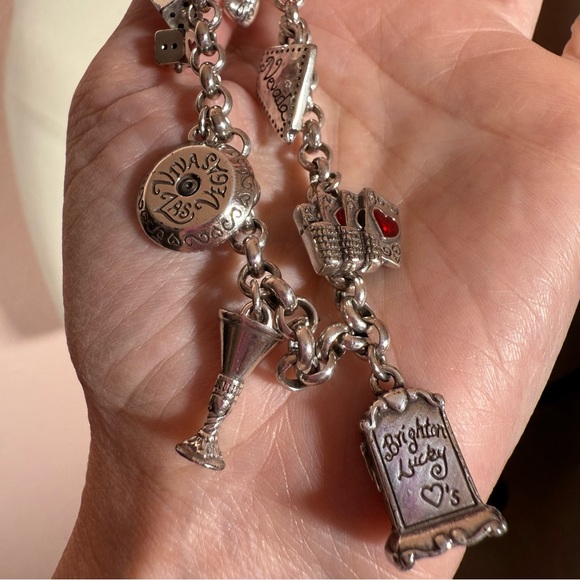 Brighton Silver vintage Vegas Charm Bracelet Cards Martinis - Picture 15 of 17